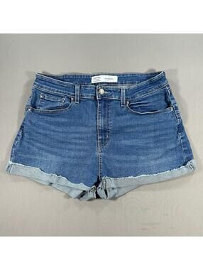 Levis High Rise Jean Shorts Blue Denim Cut off Women's Size 16 W32